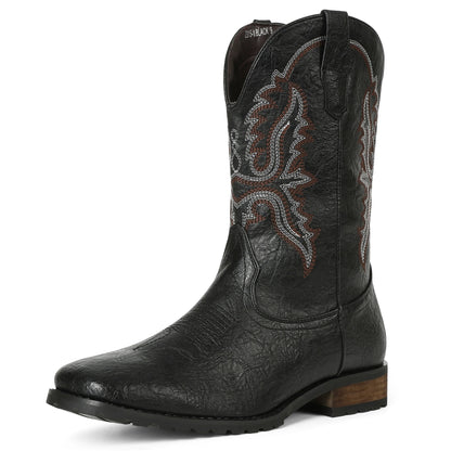 DoraTasia Plus size 12.5 New Fashion Retro Square Toe Neutral Cowboy Boots Luxury Embroidered Concise Pull-on Western Boots