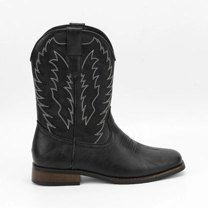 Men's desert cowboy boots square toe fashionable phoenix embroidered western boots