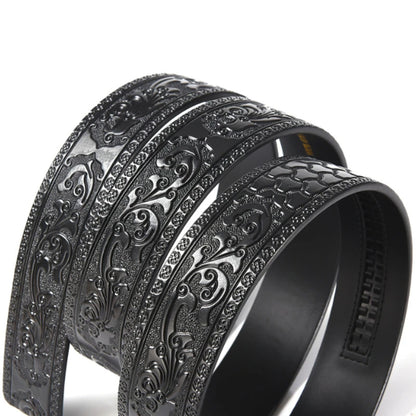 3.5cm Width Genuine Leather Luxury Automatic Buckle Belt Men Black Coffee Cowhide Belt High Quality Body Without Buckle Strap