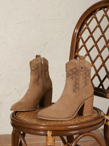 Women's Cowboy Cowgirl Ankle Booties Western Stylish Faux Leather Low Heel Boots